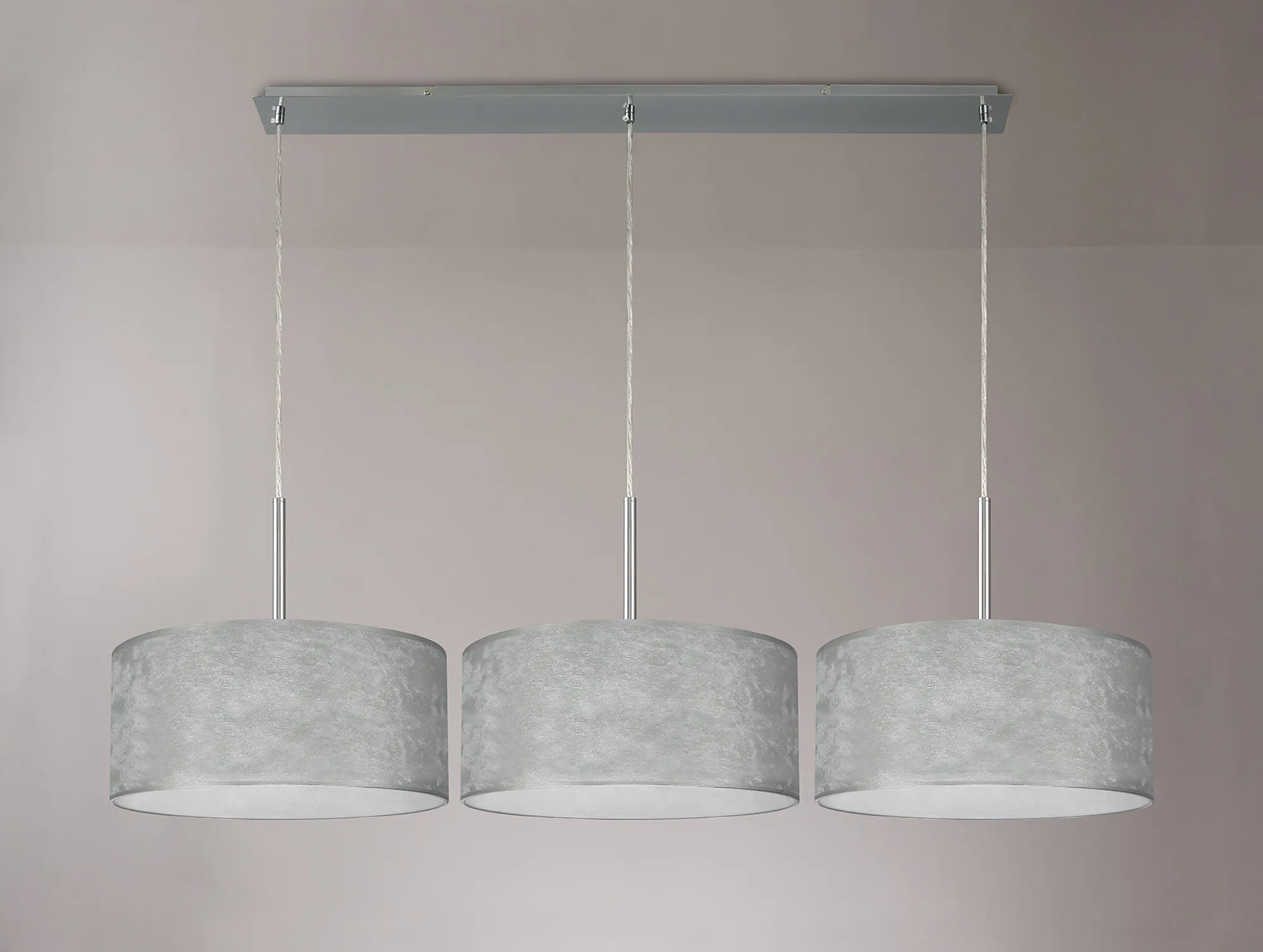 Baymont 40cm Shade 3 Light Pendant Polished Chrome, Silver Leaf DK0806  Deco Baymont CH SL